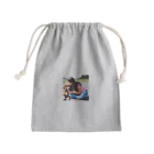 テルのビジネス大学のショップの可愛い犬と少女 Mini Drawstring Bag