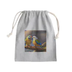 KURISANの仲睦まじいインコたち Mini Drawstring Bag