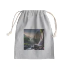 TechArtWorkGalleryの夜明けの滝と山々の美しい自然風景 Mini Drawstring Bag