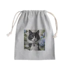 capcat1919のハチワレ猫白黒と紫陽花 Mini Drawstring Bag