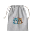 Chatarohのふたりの仲良し猫ちゃん：青とオレンジ Mini Drawstring Bag