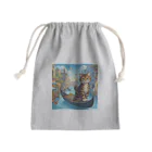 ニャーちゃんショップのヴェネツィアの水路でゴンドラに乗っているネコ Mini Drawstring Bag
