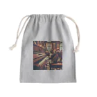 ニャーちゃんショップのヴィンテージなカフェでピアノを弾いている猫 Mini Drawstring Bag