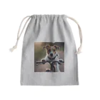 ISAACの自転車にのるジャックラッセル Mini Drawstring Bag