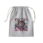 オシャンな動物達^_^の桜舞うなかオシャン猫 Mini Drawstring Bag