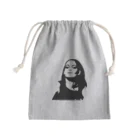 ファンシーTシャツ屋の長髪女性のモノクロデザイン Mini Drawstring Bag