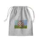 Vasetti_pressの草の中に座っているハリネズミ Mini Drawstring Bag