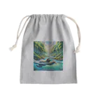 k.a.u.j.7の時間の流れを象徴する川の中でゆったりと泳ぐ、ナマケモノの姿🌿 Mini Drawstring Bag