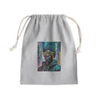 Colorful Canvasのネオンをバックにしているクールな青年 Mini Drawstring Bag