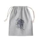 Licca's LickのRyukyu traditional シーサー(絣柄　波) Mini Drawstring Bag