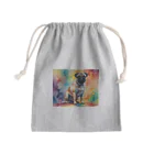 Animal Illustration shopのパグ　Pug　水彩画風 Mini Drawstring Bag