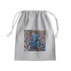 にっくすSTOREの人ごみで押されたり、ぶつけられる青いゾウ Mini Drawstring Bag