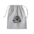 鼻ぺちゃ犬と和猫の筋トレ パグ Mini Drawstring Bag