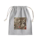 EMAKIの和紋様 x 猫　好奇心旺盛な猫と日本の歴史 Mini Drawstring Bag