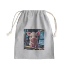 MTHのデータを分析するミニブタ Mini Drawstring Bag