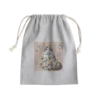 Y m @Y's shopの猫と薔薇　パールver. Mini Drawstring Bag