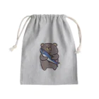 猫のミケランジェロのくまさんと鮭きんちゃく Mini Drawstring Bag