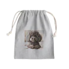 パパリスのふわふわ黒プーちゃん Mini Drawstring Bag