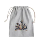 DotAnimalsのドットミーアキャット_ファミリー Mini Drawstring Bag