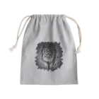 greetenのライオン　アートアニマル　モノクロ Mini Drawstring Bag