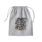 JUNGOonlyART 公式SHOPのオレンジカラーのピースデザイン Mini Drawstring Bag