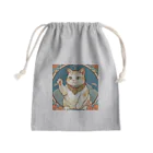 ゆまちゃんの開運雑貨屋さんの夜のミュシャ風招き猫 Mini Drawstring Bag