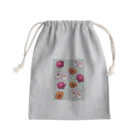 AKの花柄　×  ボーダー　グリーン Mini Drawstring Bag