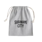 JIMOTOE Wear Local Japanの杉並区 SUGINAMI CITY ロゴブラック Mini Drawstring Bag