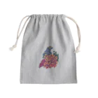 愉快なインコ達のヨウムと花 Mini Drawstring Bag