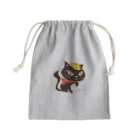 「中華居酒屋 ねこや」マーチャンダイズストアのねこや-黒ミミバージョン(猫家、straycat) Mini Drawstring Bag