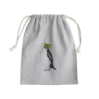 LalaHangeulの　風に吹かれるイワトビペンギンさん(文字無しバージョン Mini Drawstring Bag