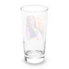 Stylishの女性の微笑み Long Sized Water Glass :back