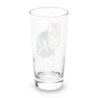 harupink🌸ペット似顔絵illustのアメショのあかりちゃんピンクリボンversion Long Sized Water Glass :back