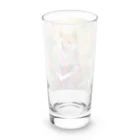 ポンキチはうすの花に囲まれた着物姿の柴犬 Long Sized Water Glass :back