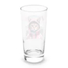 オシャンな動物達^_^の桜舞うなかオシャン猫 Long Sized Water Glass :back