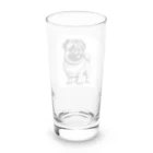 鼻ぺちゃ犬と和猫の遠くを見つめるパグ Long Sized Water Glass :back