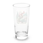 シマのバイクに乗る狼の親子 Long Sized Water Glass :back