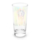 犬好きのしましまの水彩画の犬 花畑のセントバーナードのイラスト Long Sized Water Glass :back