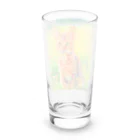 猫好きの谷の猫の水彩画/花畑のオシキャットねこのイラスト/キジトラネコ Long Sized Water Glass :back