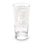 kaerinofficeのかわいいワンちゃんがたくさんのカラフルなボールの中で遊んでいる写真。 Long Sized Water Glass :back