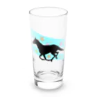 うまがすきの走る馬(ブルー) Long Sized Water Glass :front