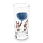 河内葉子の動物アートのグッズのブラウンホワイトくまさんと星空 Long Sized Water Glass :front