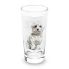 【CPPAS】Custom Pet Portrait Art Studioの マルチーズドッグ - レンガブロック背景 Long Sized Water Glass :front