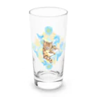 猫竹（nekotake)の花の中にキジトラ猫たち Long Sized Water Glass :front