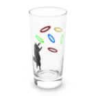 いっぷく処 てんてんのご主人が投げたフリスビーで遊ぶ犬 Long Sized Water Glass :front