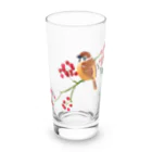 mim64382276のふくら雀とサルトリイバラ Long Sized Water Glass :front