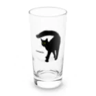 小鳥と映画館の黒猫たんのおちりが堪能出来る権利の付与 黒ロゴ Long Sized Water Glass :front