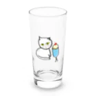 みにゆん　ねこのA lovely white cat who likes ice cream. Long Sized Water Glass :front