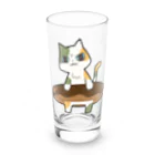 うさやのドーナツをゲットしてご満悦の猫 Long Sized Water Glass :front