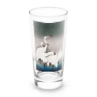 MUGEN ARTの小原古邨　雪中群鷺（白鷺の群れ）日本のアートTシャツ＆グッズ Long Sized Water Glass :front